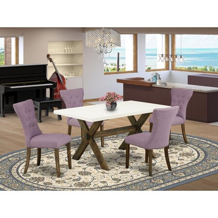 East West Furniture 5 Piece X-Style Dining Room Set - Distressed Jacobean X726GA740-5